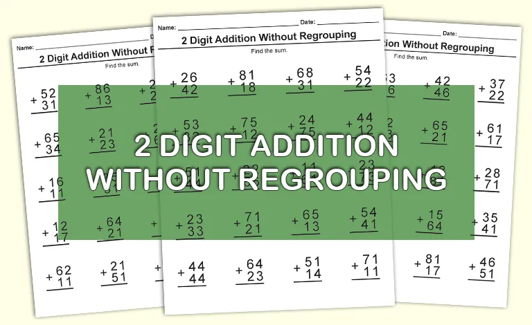 2 Digit Addition Without Regrouping