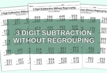 3 Digit Subtraction Without Regrouping