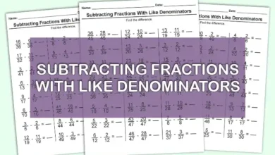 Subtracting Fractions With Like Denominators