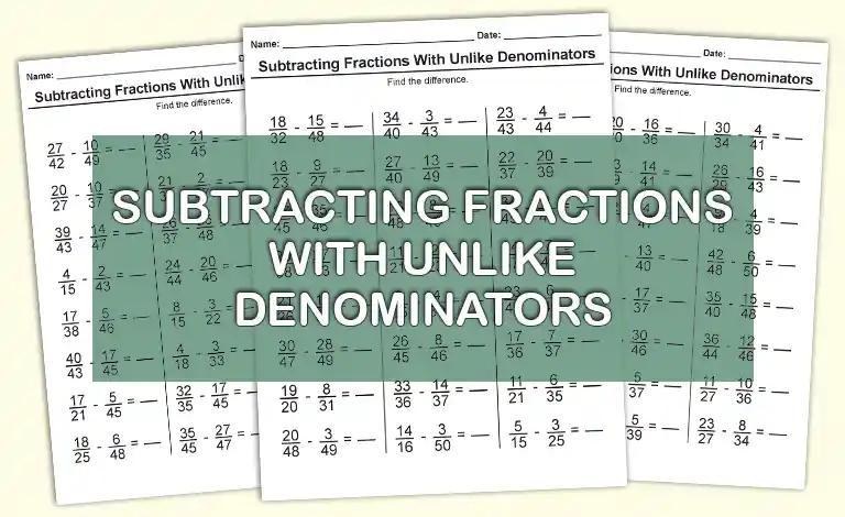 Subtracting Fractions With Unlike Denominators